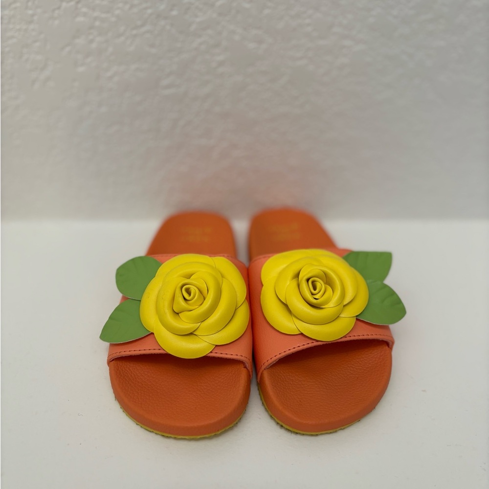 Janie and Jack Orange Yellow Floral Slide Sandals. Never Worn! - Picture 2 of 4